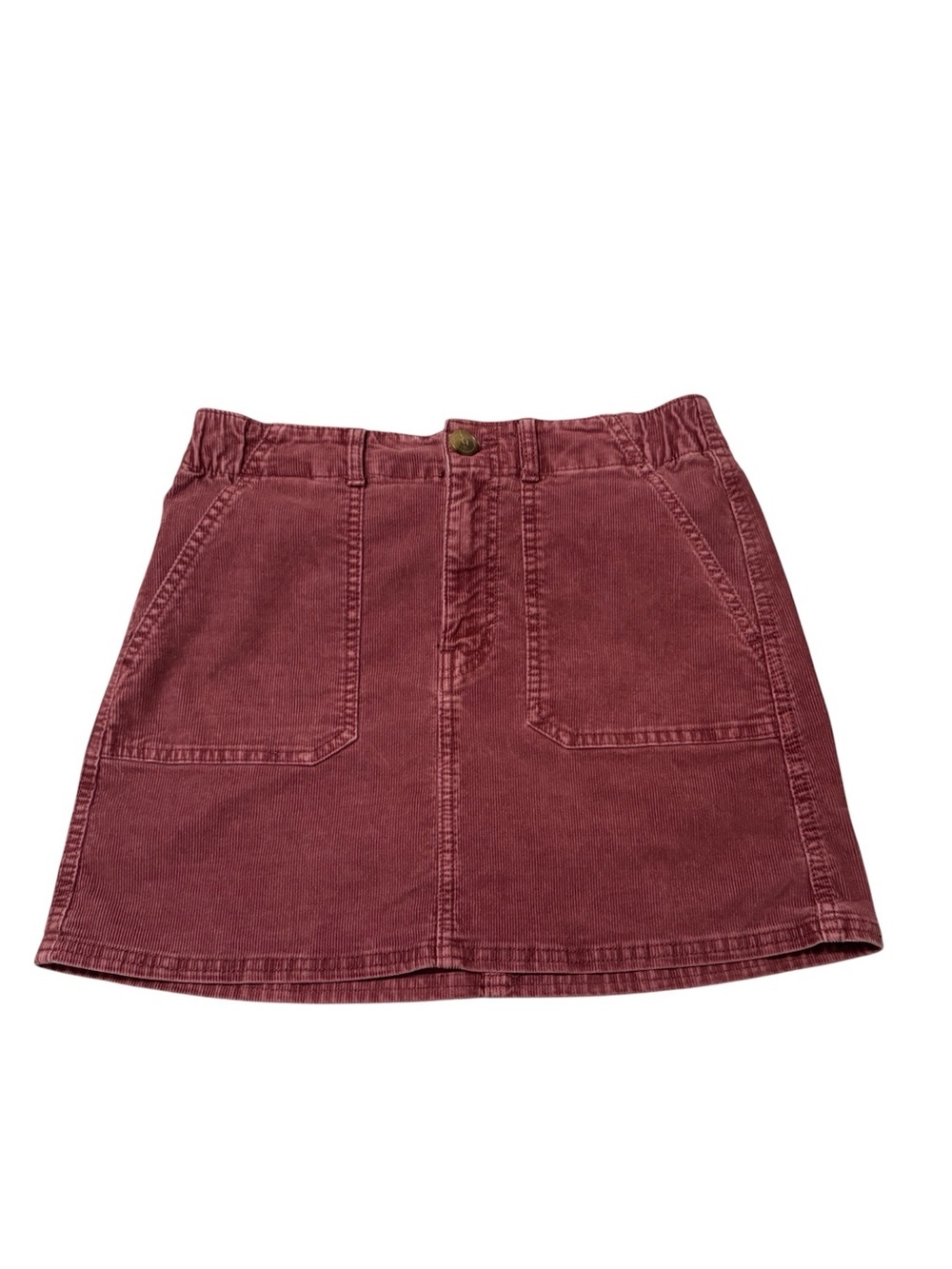 American Eagle Burgundy Corduroy Mini Skirt Size 4 Y2K High Rise - Picture 3 of 7